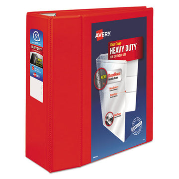 Avery® Heavy-duty View Binder With Durahinge And Locking One Touch Ezd Rings, 3 Rings, 5" Capacity, 11 X 8.5, Red freeshipping - TVN Wholesale